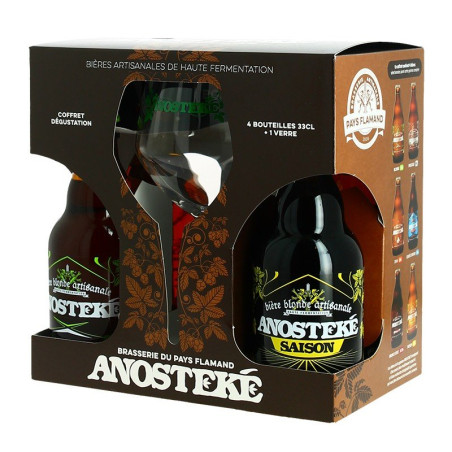 Gift Pack ANOSTEKE Beer 4 X 33 cl + 1 Beer Glass