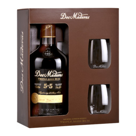 DOS MADERAS PX 5 +5 Rum Gift Box + 2 Glasses