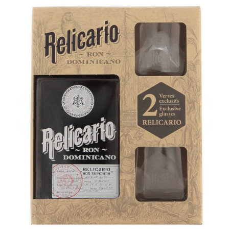 RELICARIO Rum GIFT SET + 2 Glasses, amber rum from the Dominican Republic