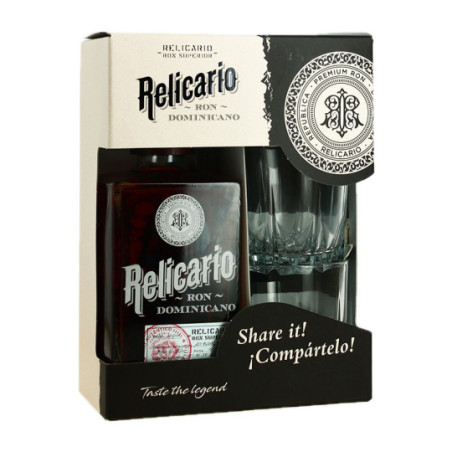 RELICARIO Rum GIFT SET + 2 Glasses, amber rum from the Dominican Republic