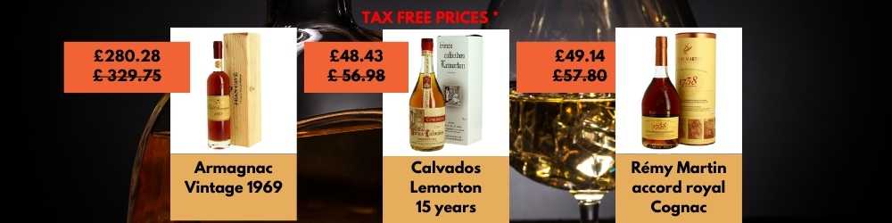 selection of French spirits like cognac, armagnac, calvados