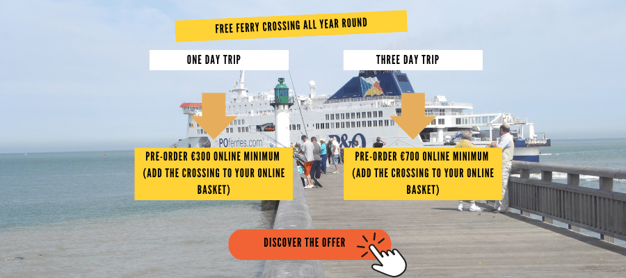 travel for free from Dover Calais if you pre order wine and beer online