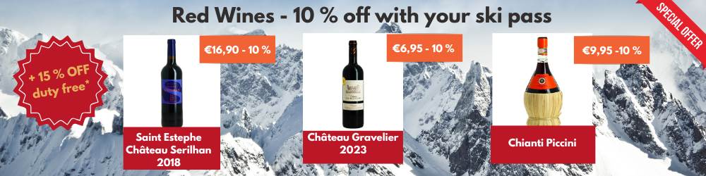 red wines on offer for skiers with ski pass